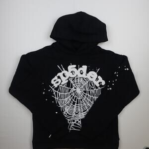 Sp5der OG Web Hoodie Black Size Small Puff Print Cotton Hoodie